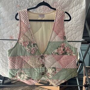 Crafthouse Patchwork Floral Vest - Pink, Green, Cream
